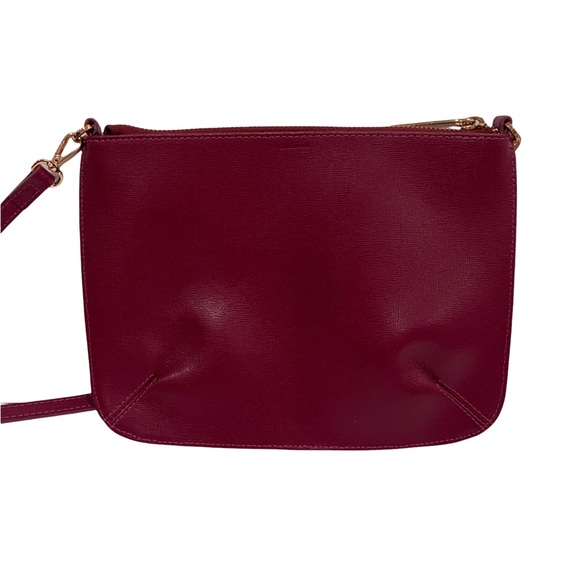 Ted Baker - Leather Floral Swirl Colorful Maroon Crossbody Purse Bag - Picture 5 of 7